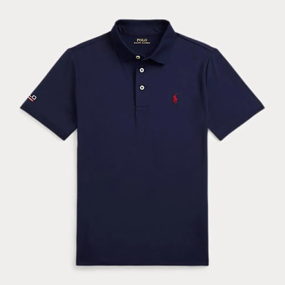 Ralph Lauren Childrenswear Boys Navy Performance Stretch Jersey Polo Shirt Sz XL